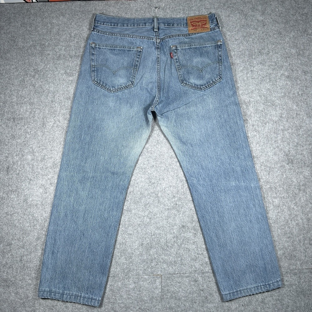 Levis 505 Denim Jeans Men's Size 36x32 (34x28) Blue‎ Faded Straight Leg Zip Fly